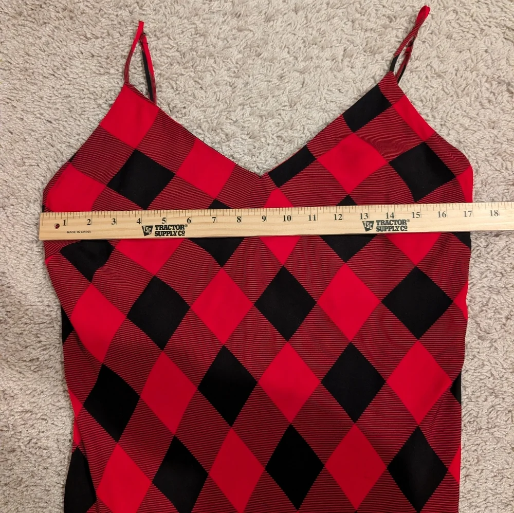 & Other Stories Red and Black Checkered Spaghetti Strap Slip Dress - Picture 11 of 11